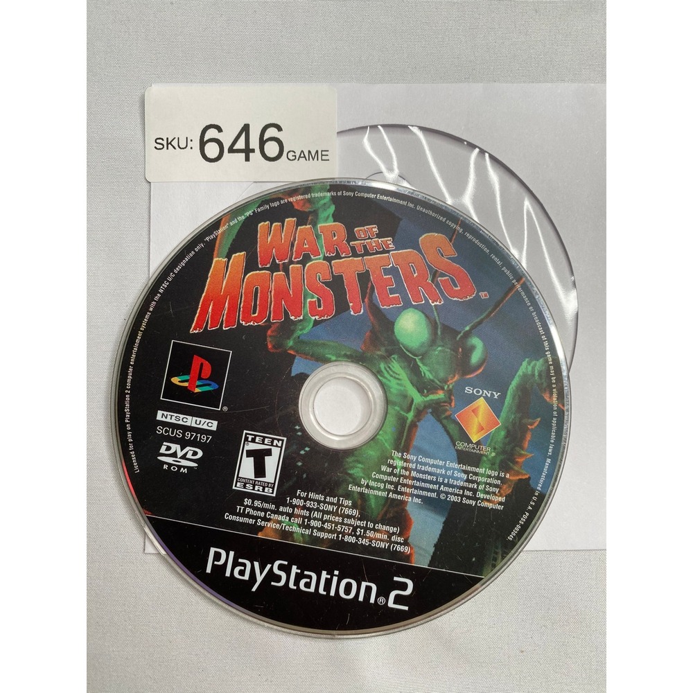 War of the Monsters Sony PlayStation 2 PS2 Game Disc Only